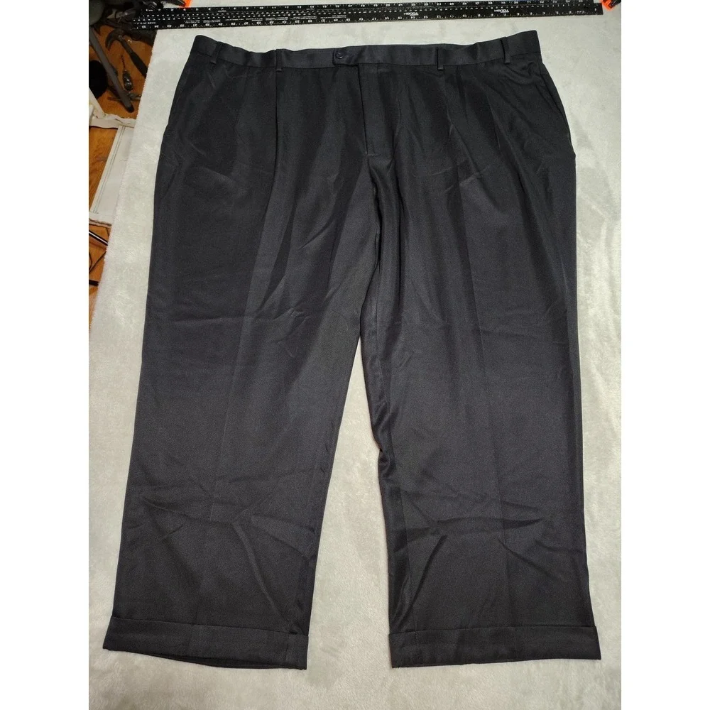 Perry Ellis America Pants Men 52/29 Black Cuffed Stretch Rich Office Evening